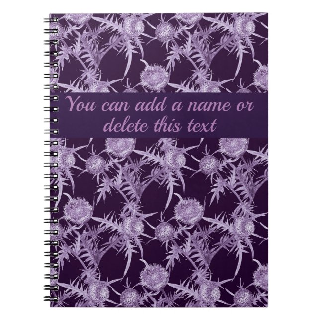TISTEL violett blommönster Anteckningsbok (Framsidan)