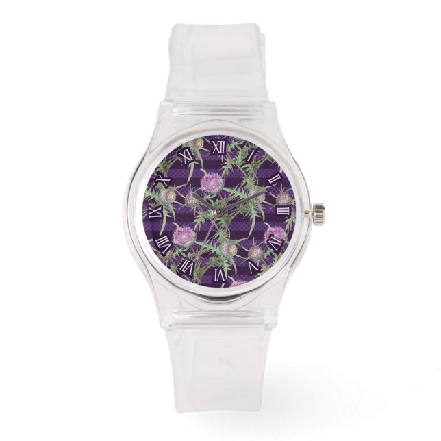 Tistelfiol blommor armbandsur (Framsida)