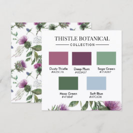 Tistels botaniska färgpalettkort inbjudningar