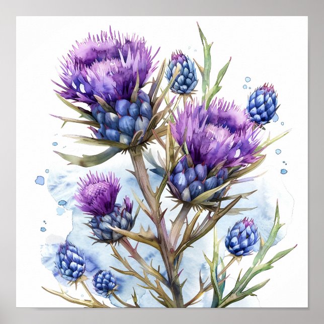 Tistle Art Print, Wildblommor Poster (Framsidan)