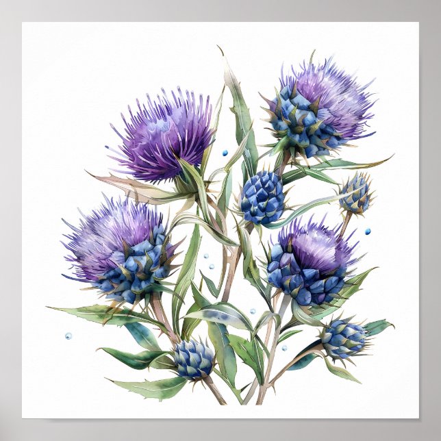 Tistle Art Print, Wildblommor Poster (Framsidan)