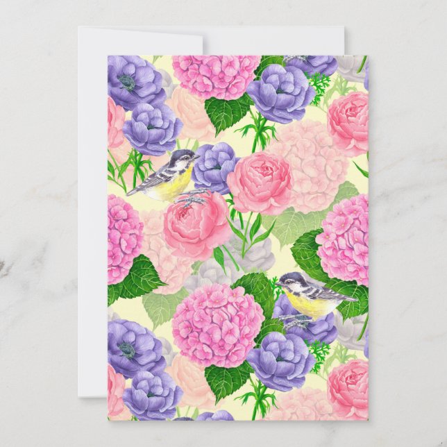 Tit-fågel och blommor (Framsida)
