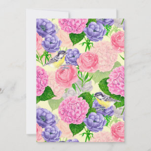 Tit-fågel och blommor