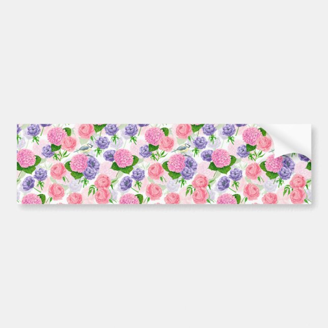 Tit-fågel och blommor bildekal (Framsidan)