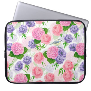 Tit-fågel och blommor laptop fodral