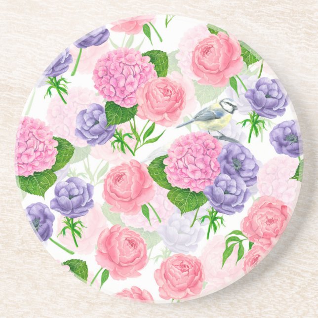 Tit-fågel och blommor underlägg (Framsidan)