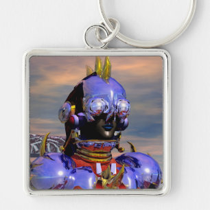 TITAN CYBORG PORTRÄTT Blue Science fiction,Scifi Fyrkantig Silverfärgad Nyckelring