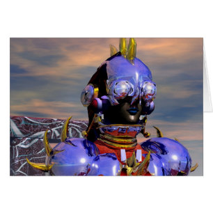 TITAN CYBORG PORTRÄTT Blue Science fiction,Scifi Hälsningskort