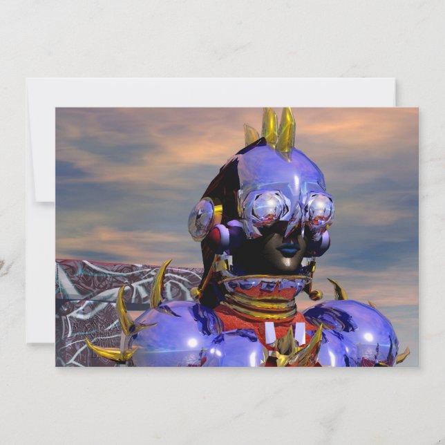 TITAN CYBORG PORTRÄTT Blue Science fiction,Scifi Inbjudningar (Framsida)