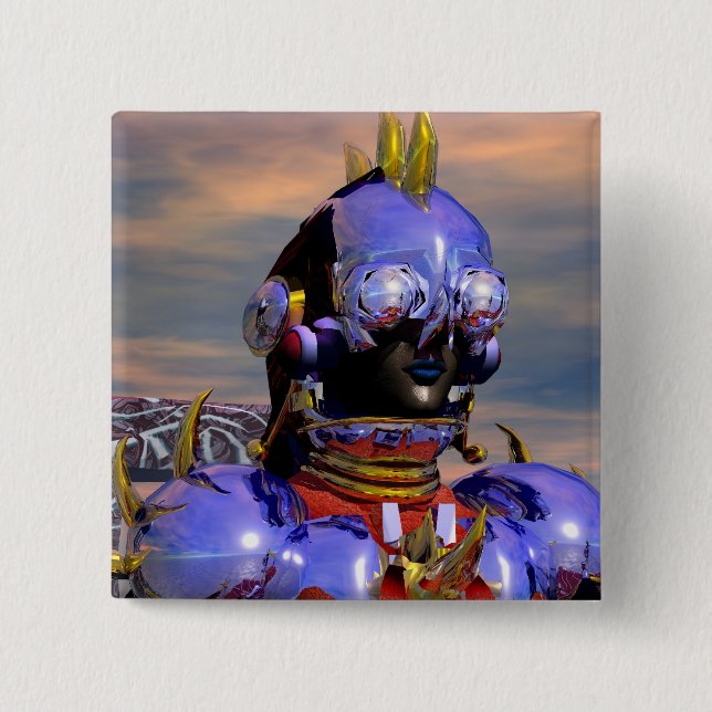 TITAN CYBORG PORTRÄTT Blue Science fiction,Scifi Knapp (Framsida)