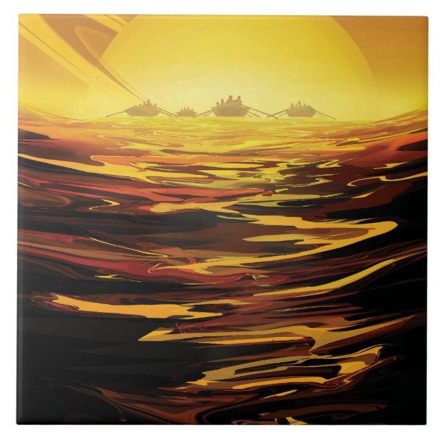 Titan största måne i Planet Saturn Kakelplatta (Framsidan)