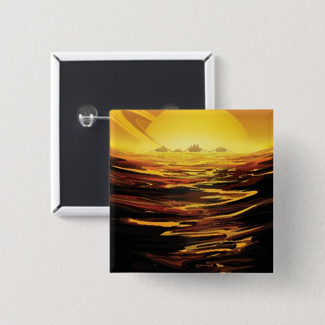 Titan största måne i Planet Saturn Knapp (Framsida & baksida)