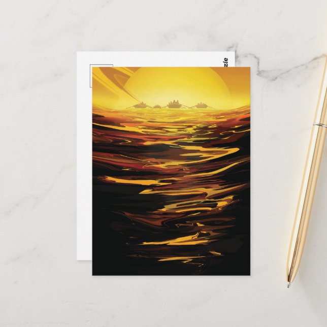 Titan största måne i Planet Saturn Vykort (Fram/Back In Situ)