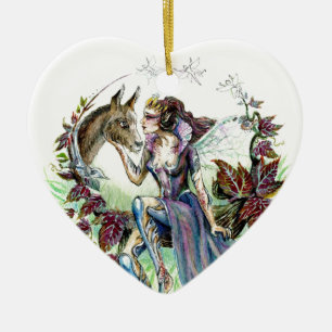 Titania och grund julgransprydnad keramik