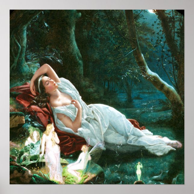 Titania Sleeping in Moonlight - Simmons Art Poster (Framsidan)