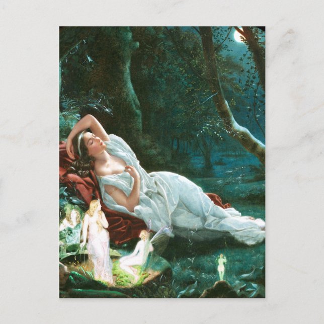 Titania Sleeping in Moonlight - Simmons Art Vykort (Framsida)