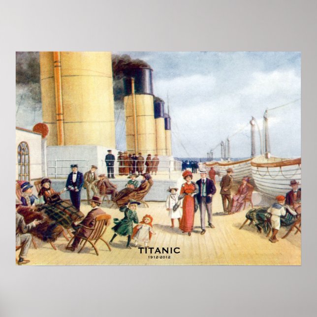 Titanic 100-årsjubileum färg Boat Deck-avbildning Poster (Framsidan)