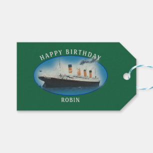Titanic Birthday Grönt RMS White Star Line Frakt Presentetikett