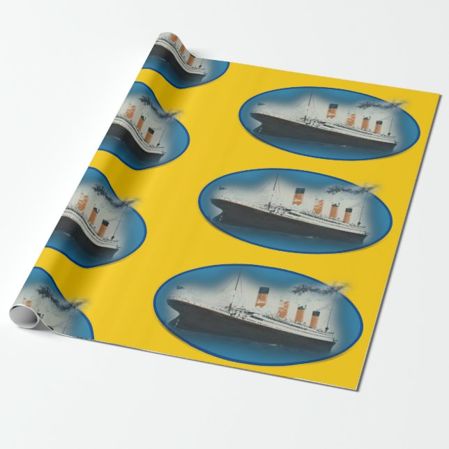 Titanic Birthday Gult RMS White Star Line Frakt Presentpapper (Utrullad)