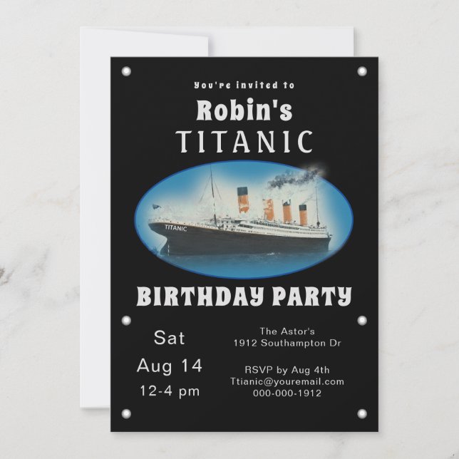 Titanic Black Birthday-inbjudan Inbjudningar (Framsida)