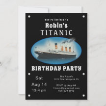 Titanic Black Birthday-inbjudan