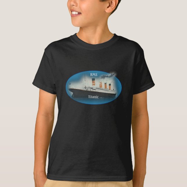 Titanic Black Maritime RMS White Star Line Frakt T Shirt (Framsida)
