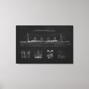 Titanic Blueprint Patent Poster Art Canvastryck