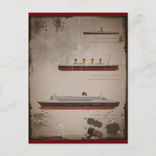 Titanic Carpathia och Mary Vykort (Framsida)