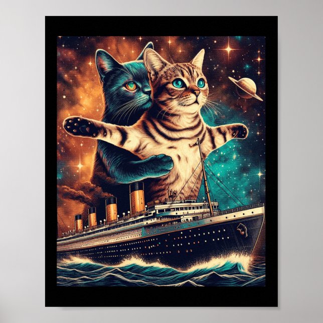 Titanic Cats Funny Tee Poster (Framsidan)