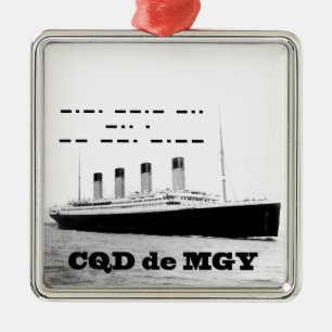 Titanic CQD de MGY Trådlösa Distress Signal Julgransprydnad Metall