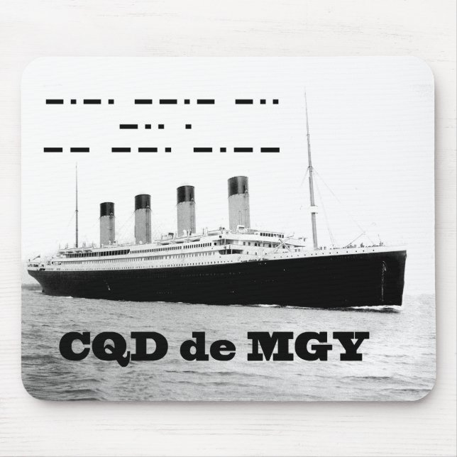 Titanic CQD de MGY Trådlösa Distress Signal Musmatta (Framsidan)