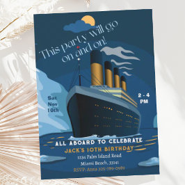 Titanic Cruise Frakt Liner Birthday-inbjudan Inbjudningar