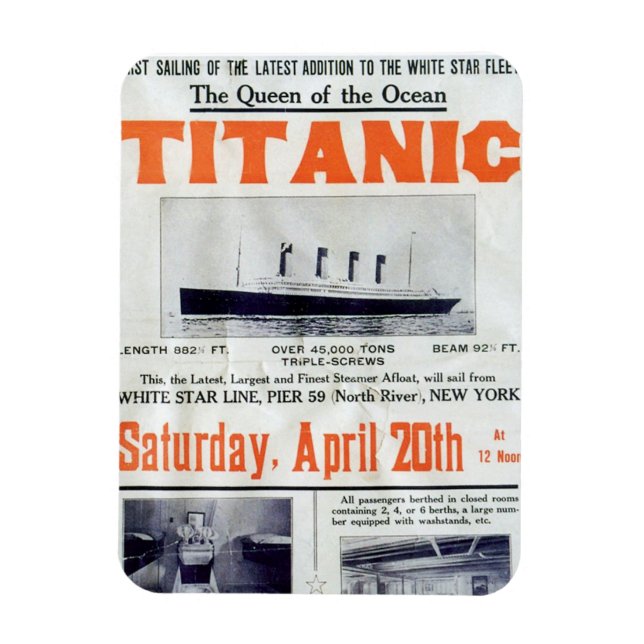 Titanic Drottning över Oceanen - White Star Line Magnet (Vertikal)