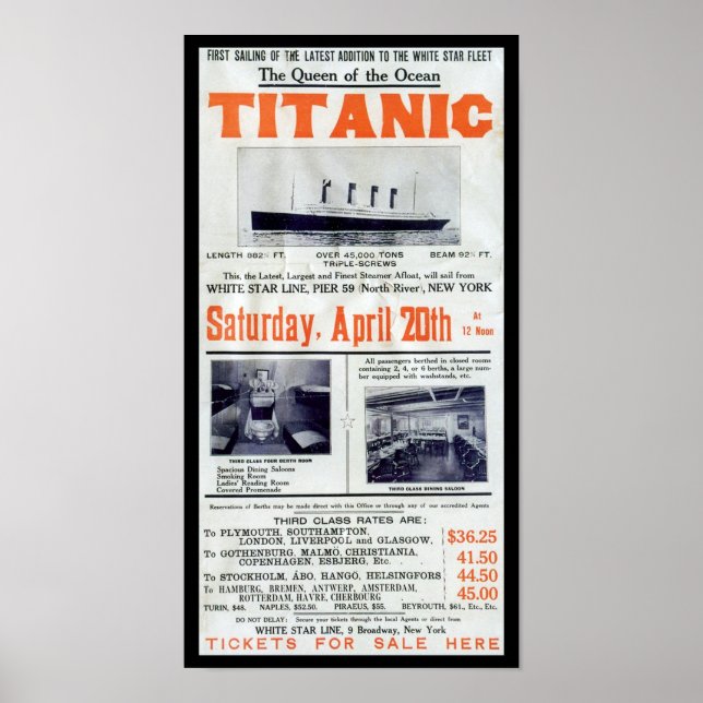 Titanic Drottning över Oceanen - White Star Line Poster (Framsidan)