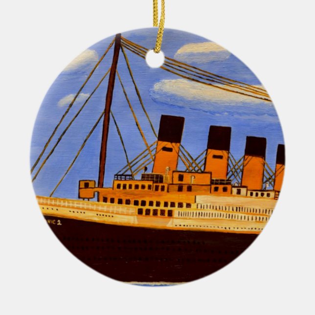 Titanic-fartyg  julgransprydnad keramik (Framsidan)