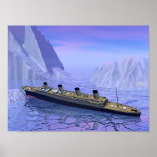 Titanic-frakt sjunker - 3D-rendering Poster