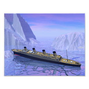 Titanic frakt som sjunker - 3D framför Fototryck