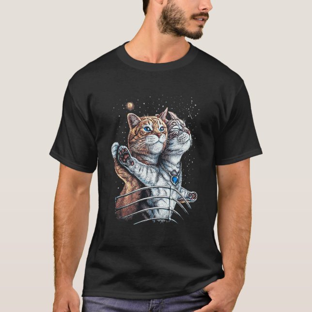 Titanic Katt I Rymden För Katt T Shirt (Framsida)