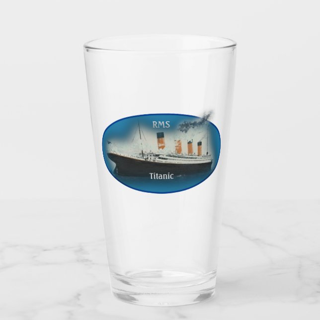 Titanic Maritime Blue White Star Line Frakt Glass Glaskopp (Framsida)