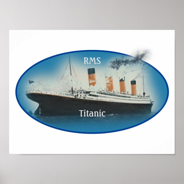 Titanic Maritime Blue White Star Line Frakt Poster (Framsidan)