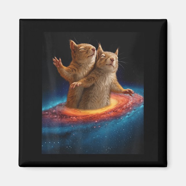Titanic Meme Squirrel i Space Galaxy Gift För mana Magnet (Framsidan)