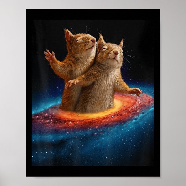 Titanic Meme Squirrel i Space Galaxy Gift För mana Poster (Framsidan)