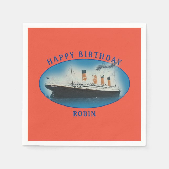 Titanic Orange Birthday Frakt Pappersservett (Framsidan)