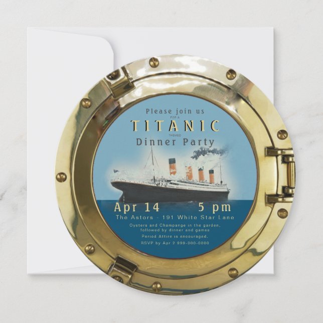 Titanic Porthole Party-inbjudan Spara Datumet (Framsida)