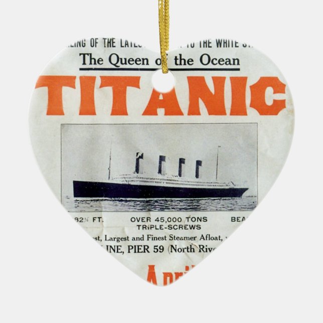 Titanic Queen of the Ocean - White Star Line Julgransprydnad Keramik (Framsidan)