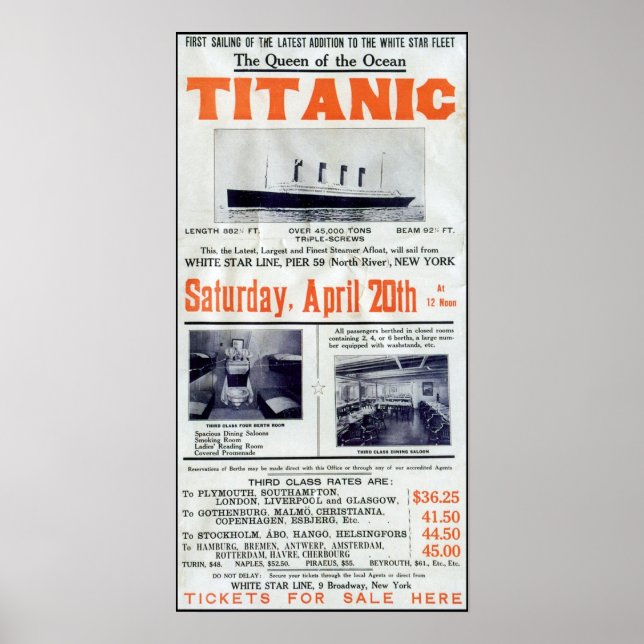 Titanic Queen of the Ocean - White Star Line Poster (Framsidan)