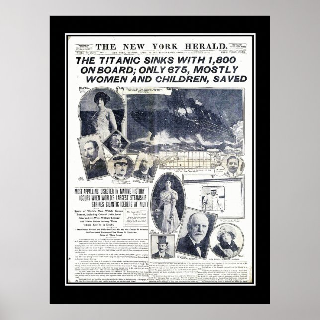 Titanic Series News of Sinking of Titanic Poster (Framsidan)