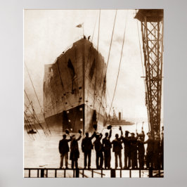 Titanic Sjösättning Cirka Sepia 1912 Poster