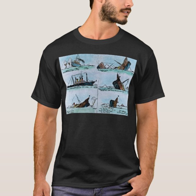 Titanic sjunkande magisk lyktaglidbana för RMS T-shirt (Framsida)