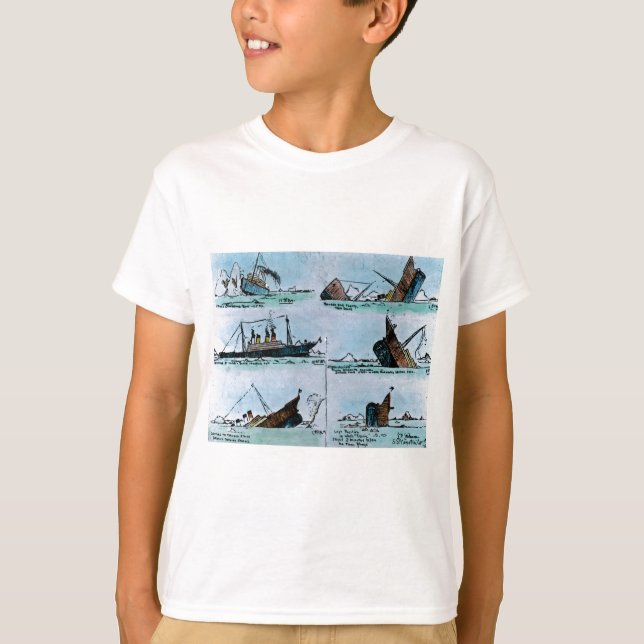 Titanic sjunkande magisk lyktaglidbana för RMS Tee Shirt (Framsida)